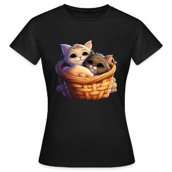 Chats Chibi mignons - T-shirt Femme - noir - Devant - AI Model Female 172 dark (172cm)
