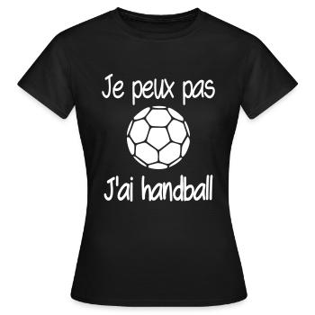 je peux pas j'ai handball - T-shirt Femme - noir - Devant - AI Model Female 172 dark (172cm)
