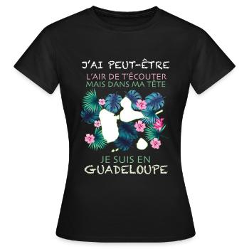 Humour message Guadeloupe - T-shirt Femme - noir - Devant - AI Model Female 172 dark (172cm)
