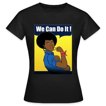 Vintage Woman Afro Retro Cup - Women's T-Shirt - black - Front - AI Model Female 172 dark (172cm)