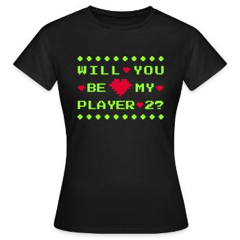 SEREZ-VOUS MON JOUEUR 2 - SE MARIER - DEMANDE EN MARIAGE - T-shirt Femme - noir - Devant - AI Model Female 172 dark (172cm)