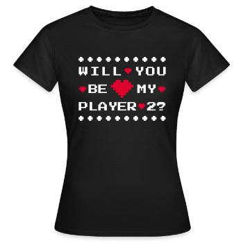 SEREZ-VOUS MON JOUEUR 2 - SE MARIER - DEMANDE EN MARIAGE - T-shirt Femme - noir - Devant - AI Model Female 172 dark (172cm)