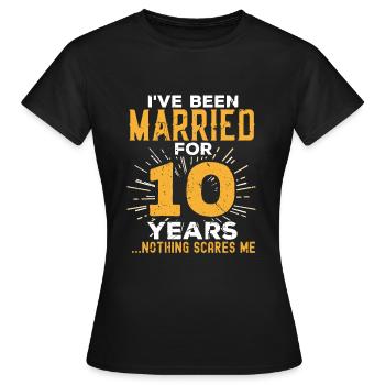 10. Hochzeitstag Lustige Paare Verheiratet Gif - Frauen T-Shirt - Schwarz - Vorne - AI Model Female 172 dark (172cm)