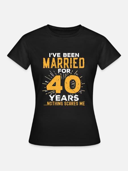 40. hääpäivä Hauskat parit naimisissa - Dame-T-shirt - sort