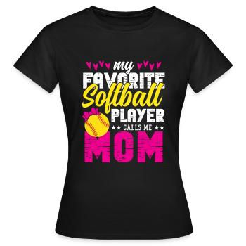 Lustige Softball Mutter Tochter Übung Stolze Eltern - Frauen T-Shirt - Schwarz - Vorne - AI Model Female 172 dark (172cm)