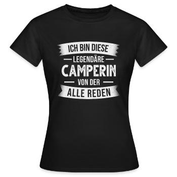 Camping Camperin Wohnmobil Campingplatz - Frauen T-Shirt - Schwarz - Vorne - AI Model Female 172 dark (172cm)