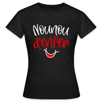 nounou d'enfer cadeau tatie nourrice - T-shirt Femme - noir - Devant - AI Model Female 172 dark (172cm)