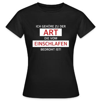 Ich bin vom Einschlafen bedroht | lustige Sprüche - Frauen T-Shirt - Schwarz - Vorne - AI Model Female 172 dark (172cm)