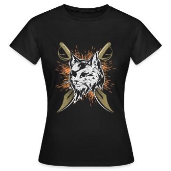 Cache-œil de chat de pirate - T-shirt Femme - noir - Devant - AI Model Female 172 dark (172cm)