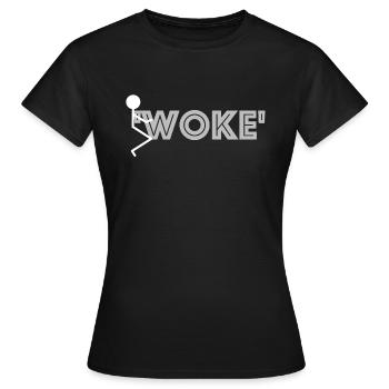Wake up | funny pictures, funny sayings - Women's T-Shirt - black - Front - AI Model Female 172 dark (172cm)