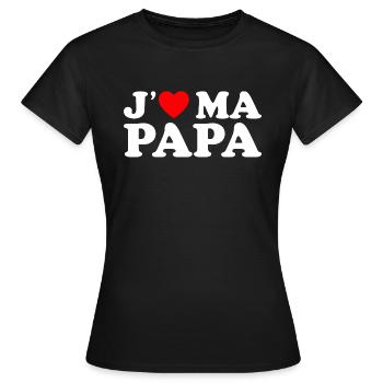 J'aime Mon Papa Cadeau Fête des Pères Coeur Rouge - T-shirt Femme - noir - Devant - AI Model Female 172 dark (172cm)