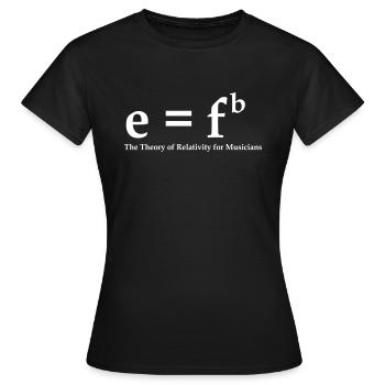 E=fb, theory of relativity for musicians - Frauen T-Shirt - Schwarz - Vorne - AI Model Female 172 dark (172cm)