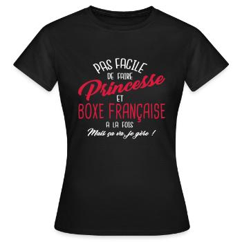 Princesse et boxe française - T-shirt Femme - noir - Devant - AI Model Female 172 dark (172cm)