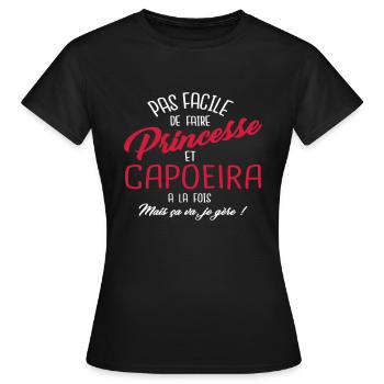 Princesse et capoeira - T-shirt Femme - noir - Devant - AI Model Female 172 dark (172cm)