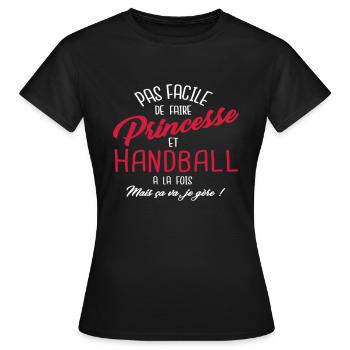Princesse et handball - T-shirt Femme - noir - Devant - AI Model Female 172 dark (172cm)