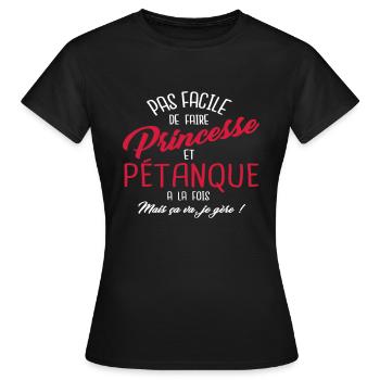 Princesse et pétanque - T-shirt Femme - noir - Devant - AI Model Female 172 dark (172cm)