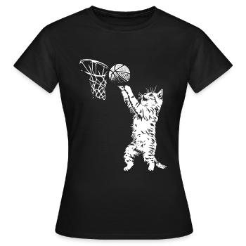 Cat Basketball Dunking - Women's T-Shirt - black - Front - AI Model Female 172 dark (172cm)