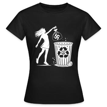 gegen nazis - Gegen Rechts - fck nzs - T-shirt Femme - noir - Devant - AI Model Female 172 dark (172cm)