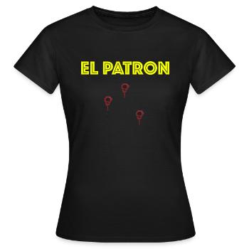 El Patron! Mafia Pablo Escobar Funny Sayings Fun - Women's T-Shirt - black - Front - AI Model Female 172 dark (172cm)