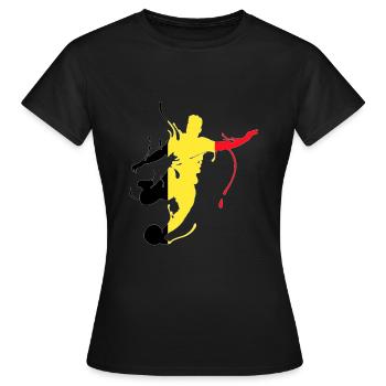 Belgien Weltmeisterschaft Fussball - Frauen T-Shirt - Schwarz - Vorne - AI Model Female 172 dark (172cm)