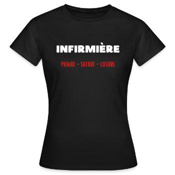 Métier infirmière piqûre suture luxure - T-shirt Femme - noir - Devant - AI Model Female 172 dark (172cm)