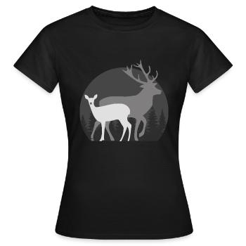 Chasse chasser chasseur de cerf biche chevreuil - T-shirt Femme - noir - Devant - AI Model Female 172 dark (172cm)