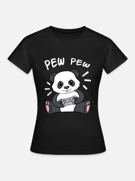 Pew Pew Panda - Frauen T-Shirt - Schwarz