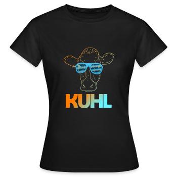 Kuhl Kuh Kühe Sonnenbrille Bauer - Frauen T-Shirt - Schwarz - Vorne - AI Model Female 172 dark (172cm)