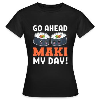 Maki - Pun Gourmet - T-shirt Femme - noir - Devant - AI Model Female 172 dark (172cm)