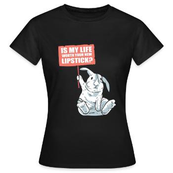 Kaninchen und Lippenstift Naturschützer - Frauen T-Shirt - Schwarz - Vorne - AI Model Female 172 dark (172cm)
