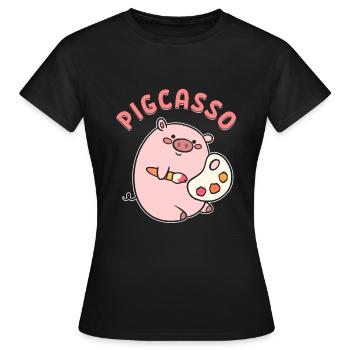 Artist's pig of visual artists - Women's T-Shirt - black - Front - AI Model Female 172 dark (172cm)