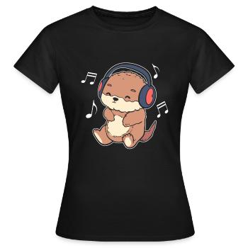 Musikliebhaber Otter Komponist - Frauen T-Shirt - Schwarz - Vorne - AI Model Female 172 dark (172cm)