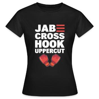 Jab Cross Hook Uppercut Professioneller Kickboxer - Frauen T-Shirt - Schwarz - Vorne - AI Model Female 172 dark (172cm)