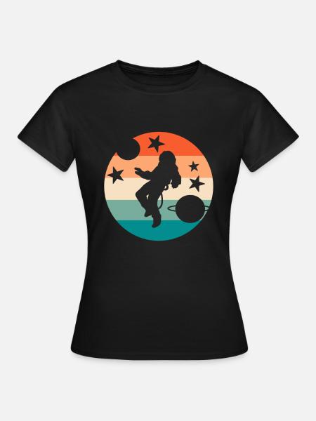 Retro-Astronaut Raumfahrer - Frauen T-Shirt - Schwarz