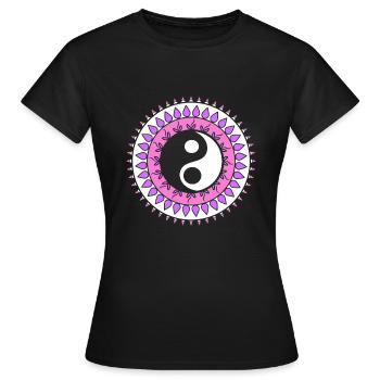Yin-Yang-Mandala Feng Shui-Berater - Frauen T-Shirt - Schwarz - Vorne - AI Model Female 172 dark (172cm)