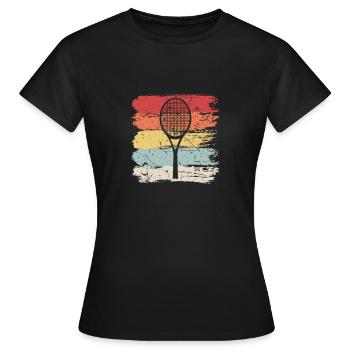 Tennis Vintage Retro Tennisschläger - Frauen T-Shirt - Schwarz - Vorne - AI Model Female 172 dark (172cm)