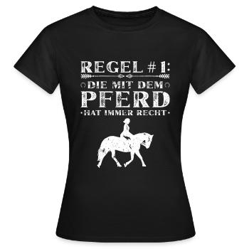 Pferde Reiten - Frauen T-Shirt - Schwarz - Vorne - AI Model Female 172 dark (172cm)