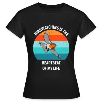 Observation des oiseaux Observation des oiseaux Observation des oiseaux - T-shirt Femme - noir - Devant - AI Model Female 172 dark (172cm)