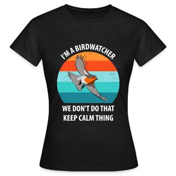 Observation des oiseaux Observation des oiseaux Observation des oiseaux - T-shirt Femme - noir - Devant - AI Model Female 172 dark (172cm)