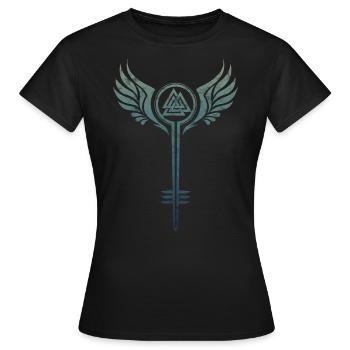 Valkyrie Schildmaid Symbol, Odins Valknut, Nordic - Women's T-Shirt - black - Front - AI Model Female 172 dark (172cm)