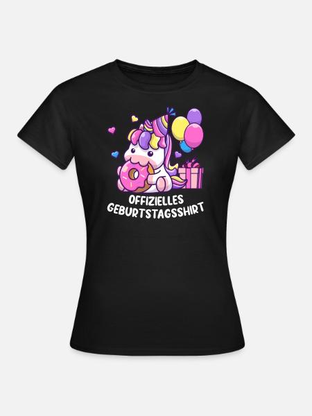 Einhorn Kindergeburtstag Geburtstagsshirt - Frauen T-Shirt - Schwarz