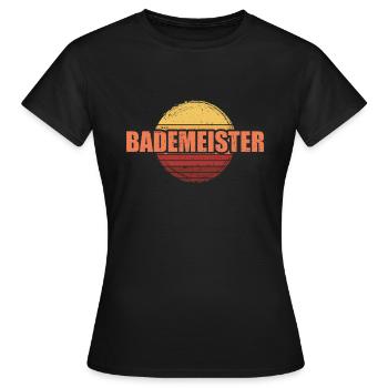 Bademeister Rettungsschwimmer Schwimmmeister Retro - Frauen T-Shirt - Schwarz - Vorne - AI Model Female 172 dark (172cm)