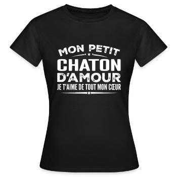 Liebeskätzchengeschenk, ich liebe dich von ganzem Herzen - Frauen T-Shirt - Schwarz - Vorne - AI Model Female 172 dark (172cm)