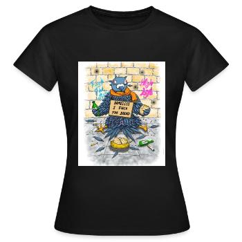 Homeless Pigeon Funny Saying, Dirty Version - Women's T-Shirt - black - Front - AI Model Female 172 dark (172cm)