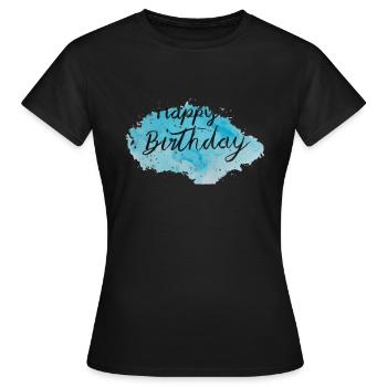Aquarell - Happy Birthday / blau - Frauen T-Shirt - Schwarz - Vorne - AI Model Female 172 dark (172cm)