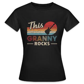Cette grand-mère de grand-mère bassiste de Granny Rocks - T-shirt Femme - noir - Devant - AI Model Female 172 dark (172cm)