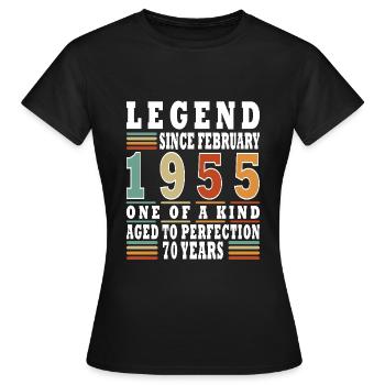 Février 1955 Anniversaire Février 1955 Février - T-shirt Femme - noir - Devant - AI Model Female 172 dark (172cm)