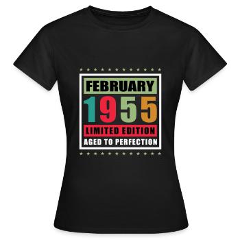 Février 1955 Anniversaire Février 1955 Février - T-shirt Femme - noir - Devant - AI Model Female 172 dark (172cm)