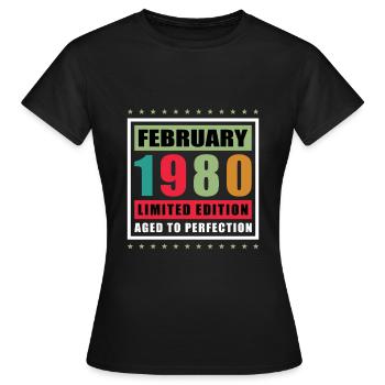 Février 1980 Jubilé Février 1980 Février - T-shirt Femme - noir - Devant - AI Model Female 172 dark (172cm)