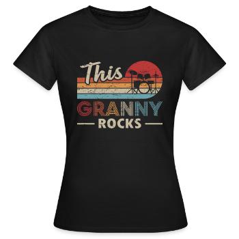 Cette grand-mère batteuse de Granny Rocks - T-shirt Femme - noir - Devant - AI Model Female 172 dark (172cm)